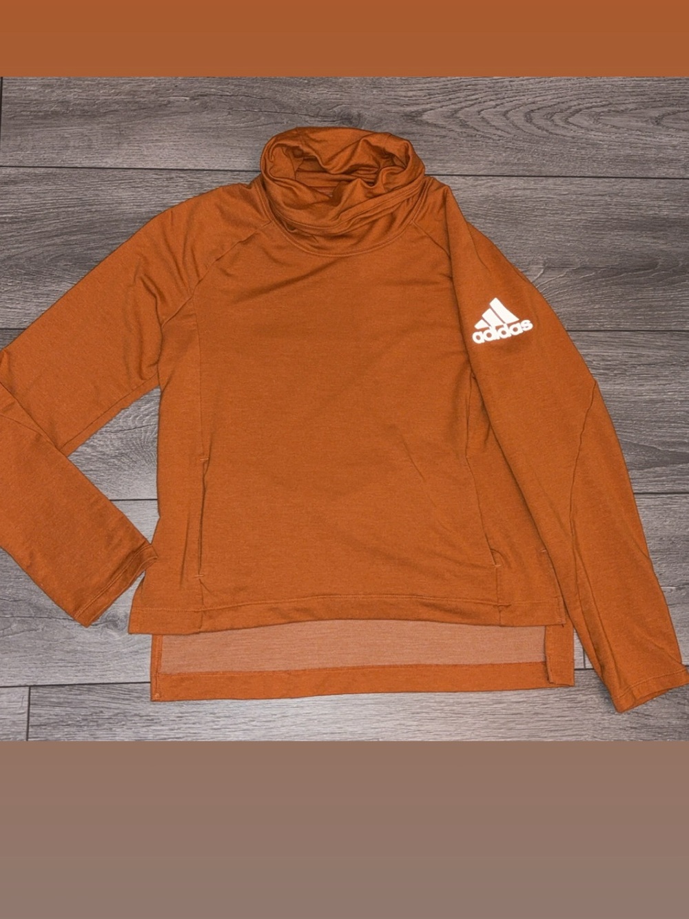 Adidas Women’s Orange Cowlneck Pullover Long Sleeve Size Medium w/ White Logo
